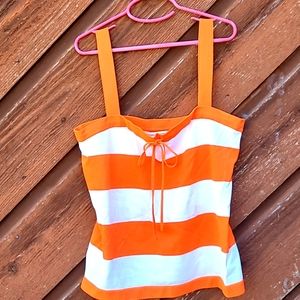 NWOT Retro Banana Republic Boxy Tank Shirt Orange and White